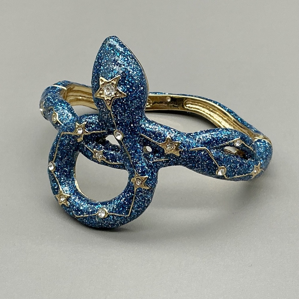 Betsey Johnson Snake Bangle Bracelet Womens Blue Glitter Star Celestial Jewelry